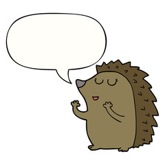 cartoon hedgehog and speech bubble