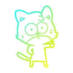 cold gradient line drawing cartoon nervous cat
