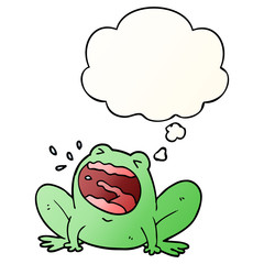 cartoon frog shouting and thought bubble in smooth gradient style