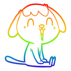 rainbow gradient line drawing cute cartoon dog