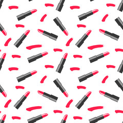 Obraz premium pink lipsticks seamless vector pattern 