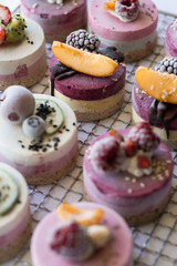 Vegan raw desserts, cakes and candies. Love for a healthy vegan food concept