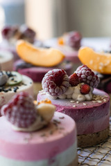 Vegan raw desserts, cakes and candies. Love for a healthy vegan food concept