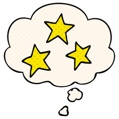 cartoon stars and thought bubble in comic book style