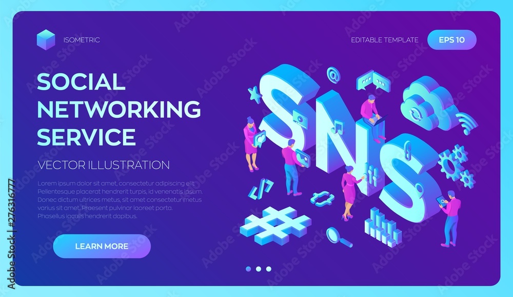 Wall mural sns. social networking service - is an online platform which people use to build social networks or 