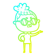 cold gradient line drawing cartoon annoyed woman