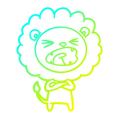cold gradient line drawing cartoon lion