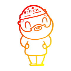 warm gradient line drawing cartoon bearded man