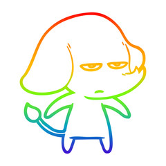 rainbow gradient line drawing annoyed cartoon elephant