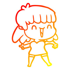 warm gradient line drawing cartoon woman