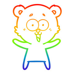 rainbow gradient line drawing laughing teddy  bear cartoon