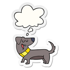 cartoon dog and thought bubble as a printed sticker