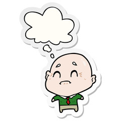 cartoon old man and thought bubble as a printed sticker