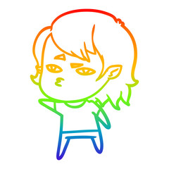 rainbow gradient line drawing cartoon vampire girl