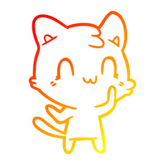 warm gradient line drawing cartoon happy cat