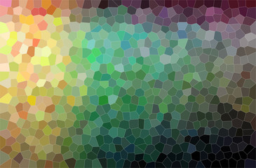 Abstract illustration of purple, yellow, green and black bright small hexagon background.