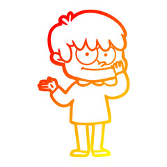 warm gradient line drawing happy cartoon man