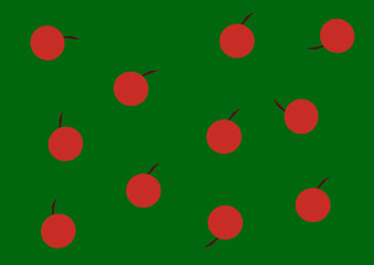autumn apple illustration red green textile background