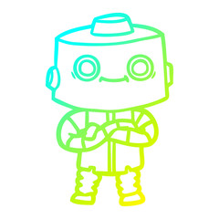 cold gradient line drawing cartoon robot
