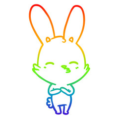 rainbow gradient line drawing curious bunny cartoon