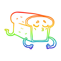 rainbow gradient line drawing cartoon loaf of bread