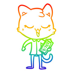 rainbow gradient line drawing cartoon cat