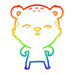 rainbow gradient line drawing happy cartoon bear