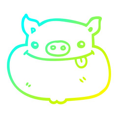 cold gradient line drawing cartoon happy pig face