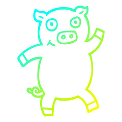 cold gradient line drawing cartoon dancing pig