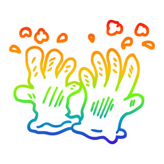 rainbow gradient line drawing cartoon garden gloves