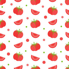 Seamless pattern with tomato icon in flat style. Isolated object. Vector illustration.