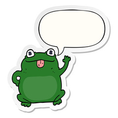 cartoon frog and speech bubble sticker