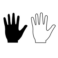 Fototapeta na wymiar stop hand icon on white background. flat style. stop hand icon for your web site design, logo, app, UI. simple black hand symbol. hand sign.