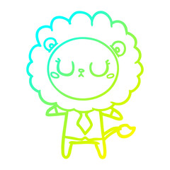 cold gradient line drawing cartoon lion in business clothes