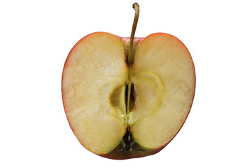 half red apple isolated on white background