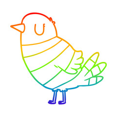 rainbow gradient line drawing cartoon bird