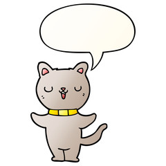cartoon cat and speech bubble in smooth gradient style
