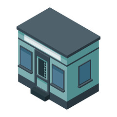 Modern architecture, vector image of a blue building