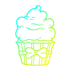 cold gradient line drawing cartoon fancy cupcake