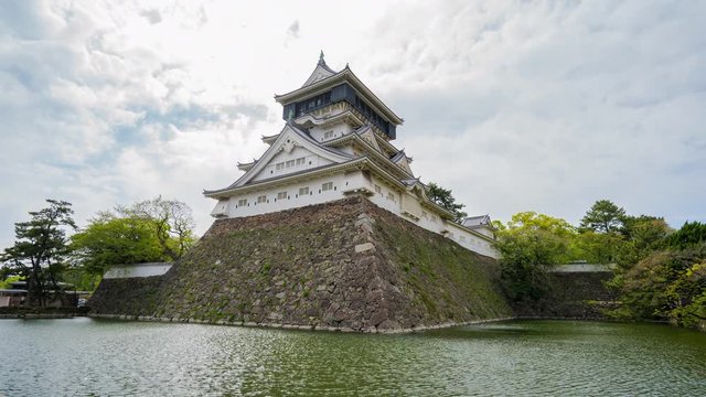 Kokura castle landmark in Kitakyushu, Japan time lapse time lapse