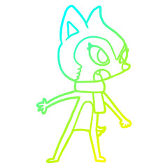 cold gradient line drawing cartoon chipmunk wearing scarf