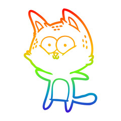 rainbow gradient line drawing cartoon cat