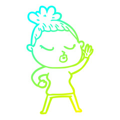 cold gradient line drawing cartoon calm woman