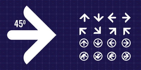 Trendy Arrow icon or sign set for your design. Round edge arrows vector illustration.