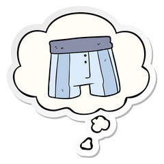 cartoon boxer shorts and thought bubble as a printed sticker