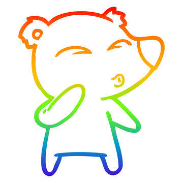 recommend clip art: rainbow gradient line drawing cartoon whistling bear