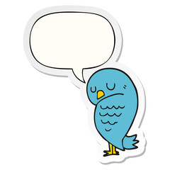 cartoon bird and speech bubble sticker