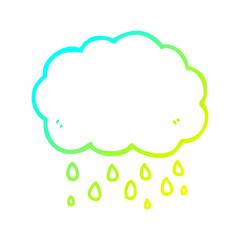 cold gradient line drawing cartoon cloud raining
