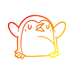 warm gradient line drawing Cartoon penguin