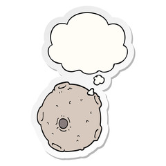 cartoon moon and thought bubble as a printed sticker